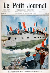 De tewaterlating van de gepantserde kruiser Leon Gambetta, Frankrijk, 1901 door Unbekannt