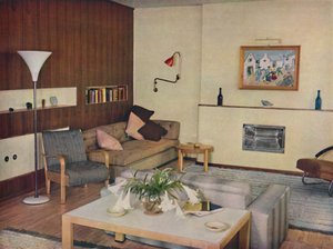 De woonkamer in een Londens appartement, herontworpen door Serge Chermayeff, F.R.I.B.A., 1936 door Unbekannt