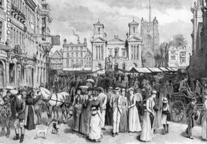 De markt, Kingston upon Thames, Surrey, 1890 door Unbekannt