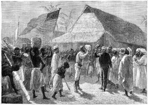 De ontmoeting tussen Henry Morton Stanley en Dr. David Livingstone, Afrika, 19e eeuw door Unbekannt