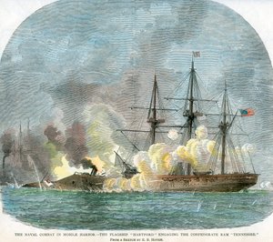 Het zeeslag in Mobile Harbour, Alabama, Amerikaanse Burgeroorlog, 5 augustus 1864