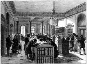 Het nieuwe testamentenregisterkantoor, Somerset House, Londen, 1875
