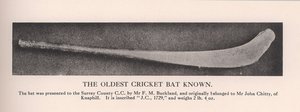De oudste bekende cricketbat, 1912 door Unbekannt