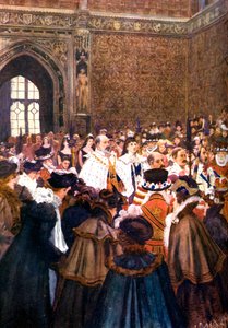 De opening van het parlement door koning Edward VII, ca. 1905 door Unbekannt