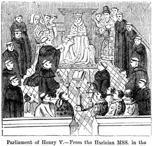 Het parlement van Koning Hendrik V 1387-1422 door Unbekannt