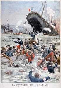 De passagiersstomer Liban zinkt na een aanvaring met een ander schip, 1903 door Unbekannt