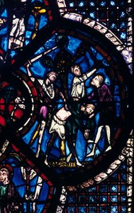 De pelgrim aangevallen door dieven, glas-in-lood, kathedraal van Chartres, Frankrijk door Unbekannt