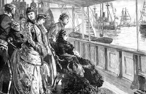 De koningin inspecteert de vloot bij Spithead, Hampshire, eind 19e eeuw, 1900