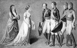 De ontvangst van Alexander I 1777-1825, de Keizer van Rusland, in Memel, 1802 door Unbekannt