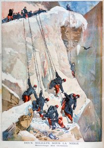 De redding van twee Franse soldaten na een lawine, 1894