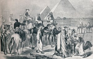 Het koninklijke gezelschap verlaat het kampement in Gizeh, Egypte door Unbekannt