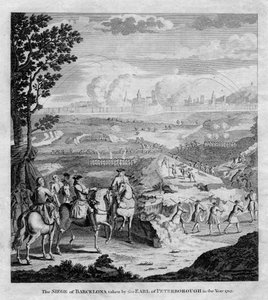 Het beleg van Barcelona door de Graaf van Peterborough in het jaar 1705 door Unbekannt