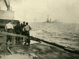 Het zinken van de Duitse kruiser Mainz, 28 augustus 1914, ca. 1920 door Unbekannt