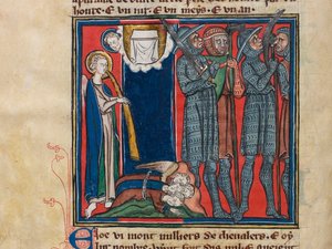 De zesde engel blies op zijn trompet... Miniatuur uit: Apocalypse de saint Jean, ca 1320 door Unbekannt