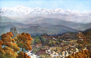De sneeuw van Jalapahar, Darjeeling, India, begin 20e eeuw