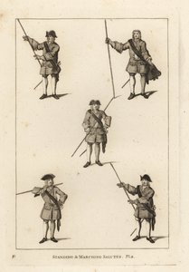 De staande en marcherende saluut oefeningen