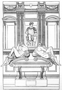 Het graf van Julian de Medici in de nieuwe sacristie van de San Lorenzo Basiliek, Florence, 1882 door Unbekannt