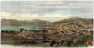 De stad en haven van Wellington, hoofdstad van Nieuw-Zeeland, ca. 1880 door Unbekannt