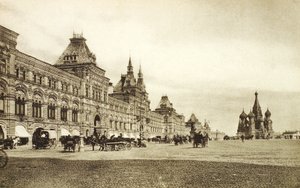 De bovenste handelsrijen op het Rode Plein, Moskou, Rusland, 1910s