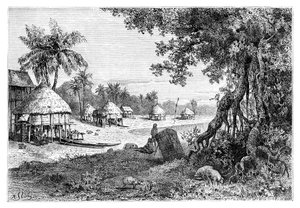 Het dorp Sawi, Car-Nicobar, Nicobar-eilanden, India
