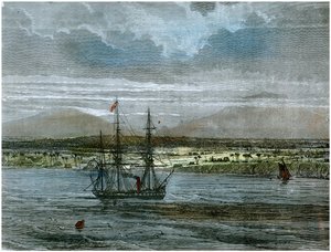 De vulkanen van Mauna Loa en Manua Kea, Hawaï, ca. 1880 door Unbekannt