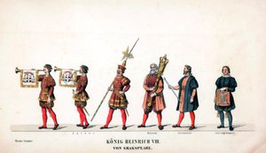 Theaterkostuumontwerp voor Shakespeares toneelstuk, Henry VIII, 19e eeuw