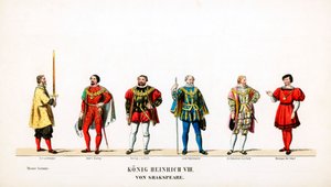 Theaterkostuumontwerpen voor Shakespeares toneelstuk, Henry VIII, 19e eeuw door Unbekannt