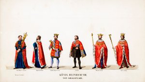 Theaterkostuumontwerpen voor Shakespeares toneelstuk, Henry VIII door Unbekannt