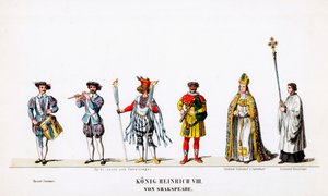 Theaterkostuumontwerpen voor Shakespeares toneelstuk, Henry VIII, 19e eeuw door Unbekannt