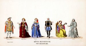 Theaterkostuumontwerpen voor Shakespeares toneelstuk, Henry VIII, 19e eeuw door Unbekannt