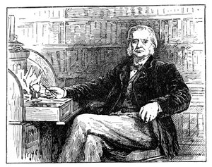 Thomas Henry Huxley, Britse bioloog, aan zijn bureau, ca. 1880
