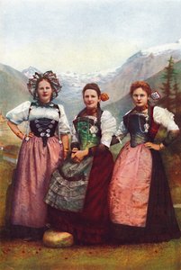Drie Zwitserse meisjes, 1912 door Unbekannt