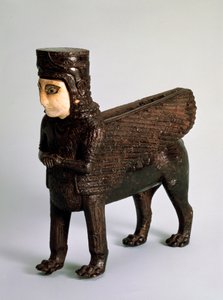 Troondetail in de vorm van een gevleugelde leeuw met een menselijk torso, 8e eeuw v.Chr. door Unbekannt