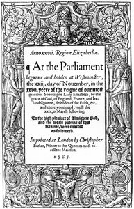 Titelpagina van Acts of Parliament, 1585 door Unbekannt