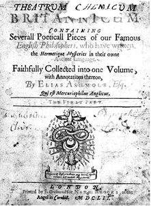 Titelpagina van Elias Ashmoles Theatrum Chemicum Britannicum, 1652