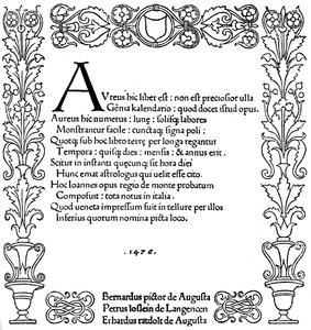 Titelpagina van Kalendarium door Regiomontanus, 1476, 1893