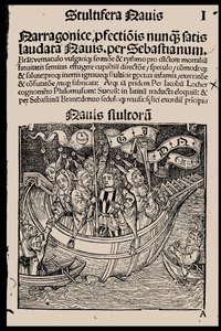 Titelpagina van het boek Narrenschip door Sebastian Brant