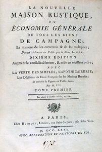 Titelpagina van La Nouvelle Maison Rustique, ou Economie Générale, 1775 door Unbekannt