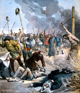 Marteling en moord op christelijke nonnen en priesters tijdens de Bokseropstand in China, 1891 door Unbekannt