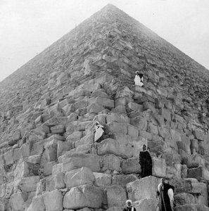 Toeristenhoek, de Grote Piramide van Gizeh, Egypte, 20e eeuw