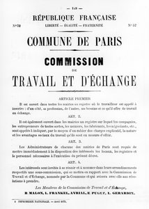 Travail et DEchange, van Franse politieke posters van de Parijse Commune, mei 1871