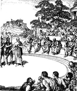 Proces van Socrates, oude Griekse filosoof, 399 v.Chr., 19e eeuw door Unbekannt