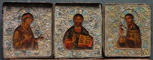 Drieluik met Christus, de Maagd en Sint Jan de Evangelist, 1800s door Unbekannt