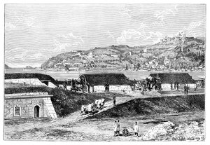 Turkse batterijen en de ingang van de Bosporus aan de Zwarte Zee, Turkije, 1895