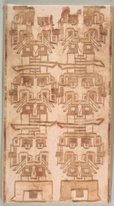 Twee Textiel Fragmenten met Getande Hoofden, 500-200 v.Chr. door Unbekannt