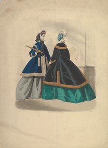 Twee vrouwen in jassen, 1863-64 door Unbekannt