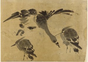 Twee reigers en een gans, Edo-periode, 1573-1615 door Unbekannt