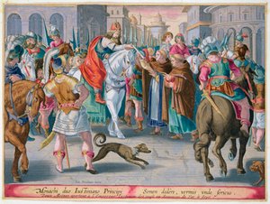 Twee monniken presenteren zijderupsen gesmokkeld uit China aan de Byzantijnse keizer Justinianus, 6e eeuw