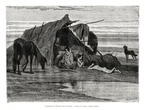 Tziganes kamperen in de Puszta, 1886 door Unbekannt