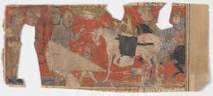 Ongeïdentificeerde Scène en Tekstfragment uit een Shahnama Boek der Koningen, ca. 1330-40